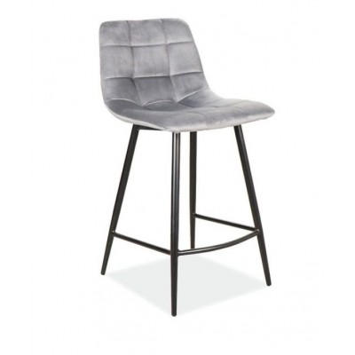 Стул барный SIGNAL MILA H-2 Velvet Bluvel 14 серый/черный мат